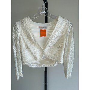 Sue Wong Cream Beaded Sequined Formal Bolero Jacket Size 2 (29511)